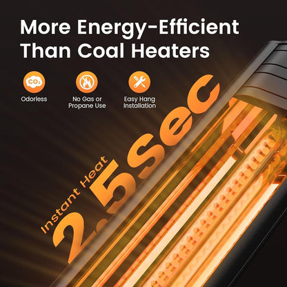 Infrared Heater 24H Timer Outdoor Heater,Ip65,Memory Function Infrared Electric Patio Heater,9 Levels Heating Touchscreen with Remote Electric Heater,Restaurant Backyard,1500W,Black ShipItFurniture