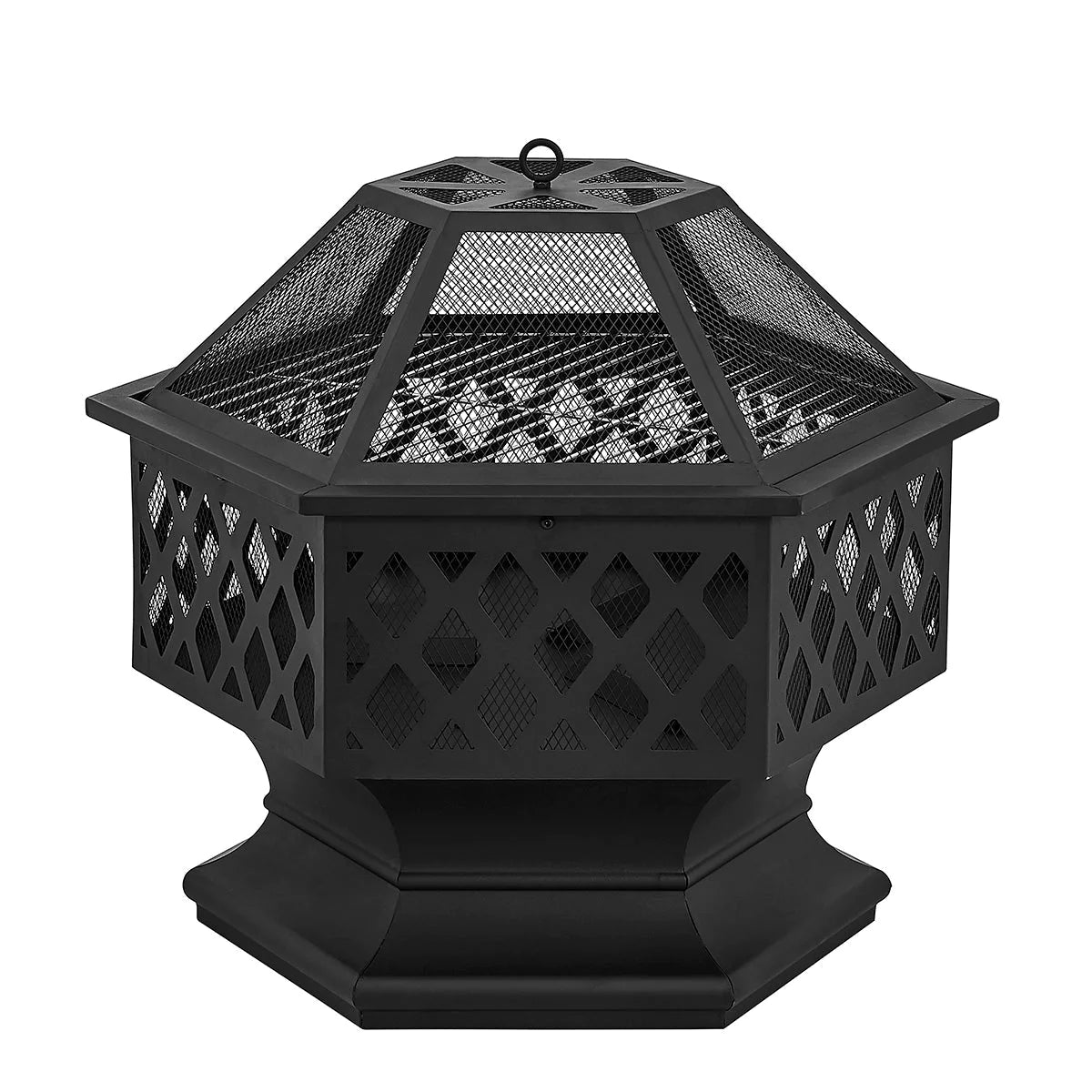 Barton 24" Outdoor Metal Fire Pit / Spark Screen Cover Firepit Fireplace Sove Wood Burning