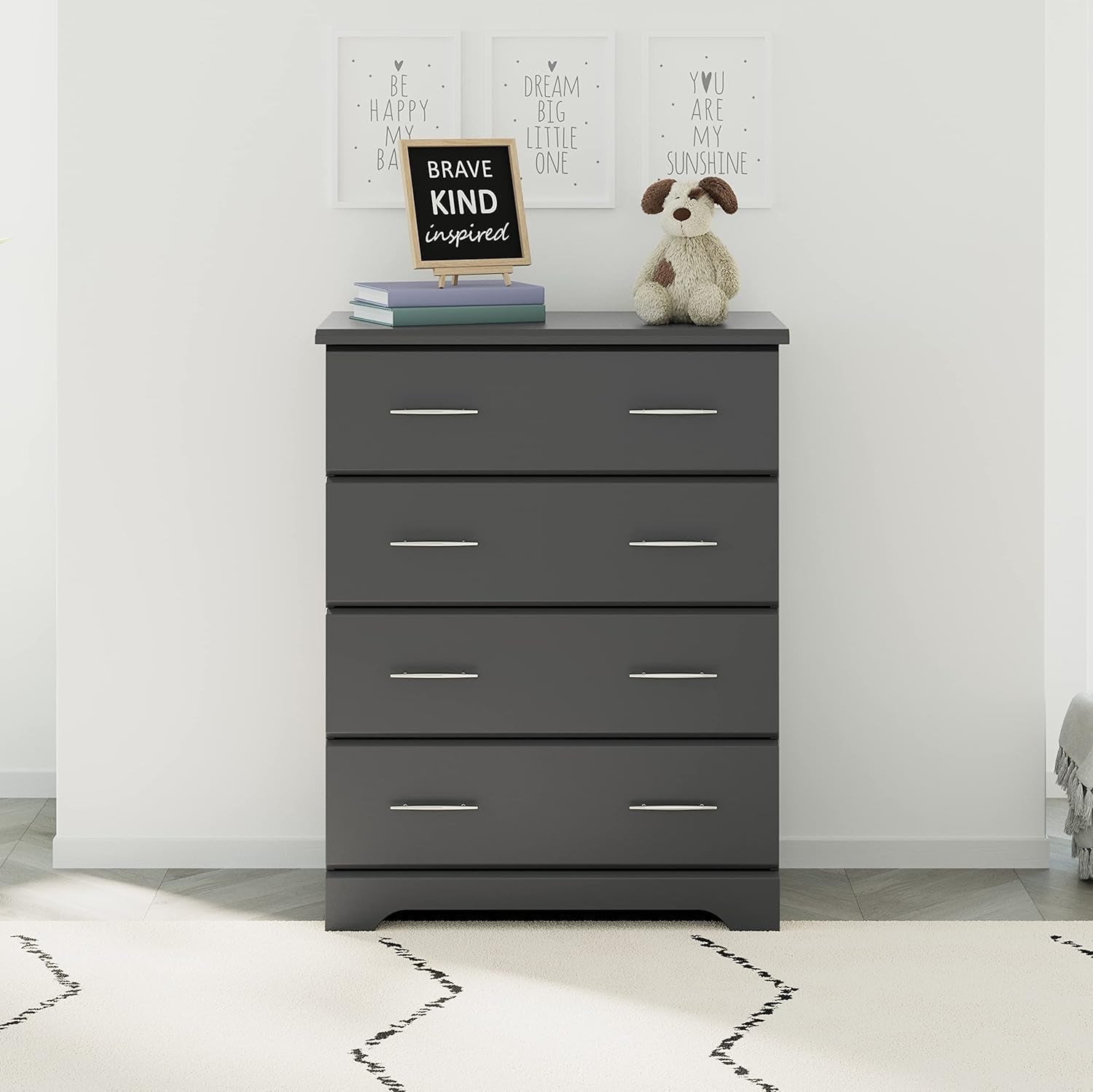 Brookside 4 Drawer Dresser (Gray) – GREENGUARD Gold Certified, Dresser for Nursery, 4 Drawer Dresser, Kids Dresser, Nursery Dresser Drawer Organizer, Chest of Drawers ShipItFurniture