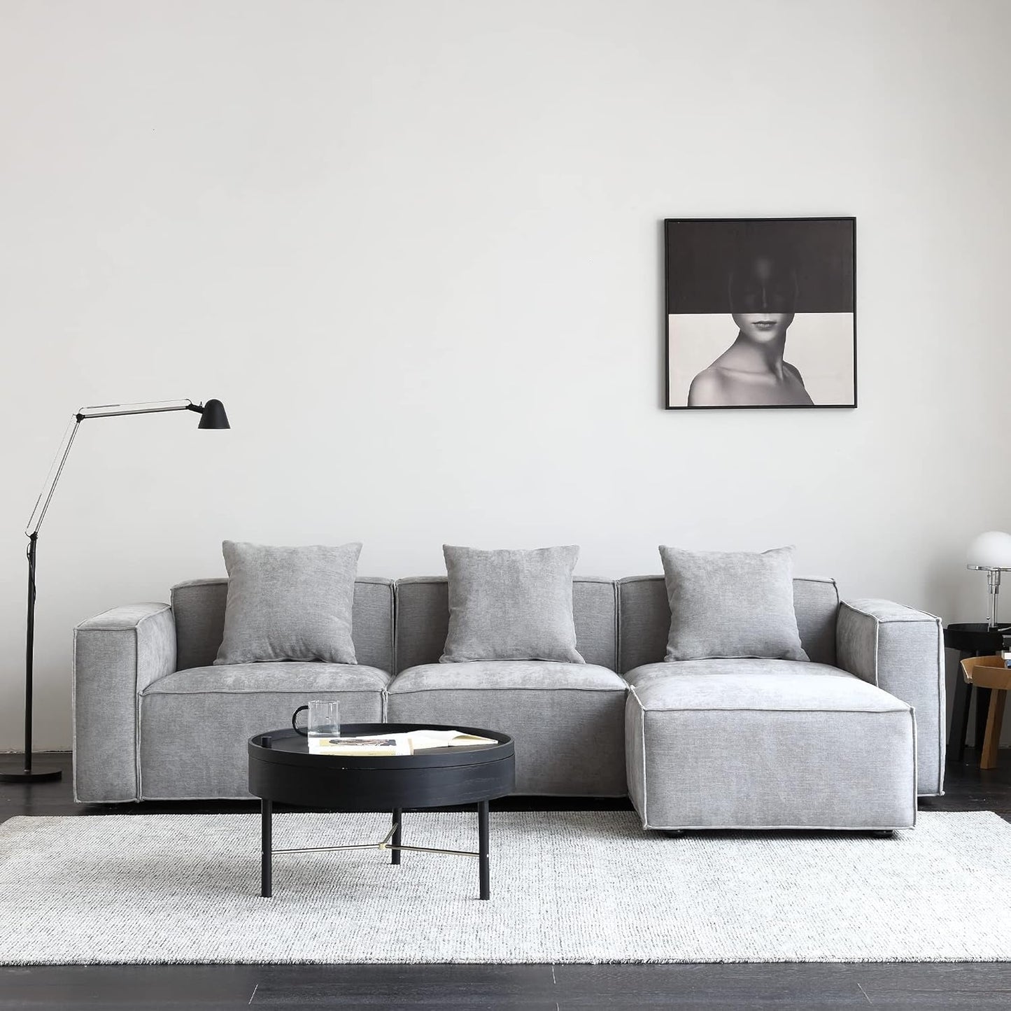 Grey Modular Sectional Sofa Set With Ottoman And Chaise ShipItFurniture