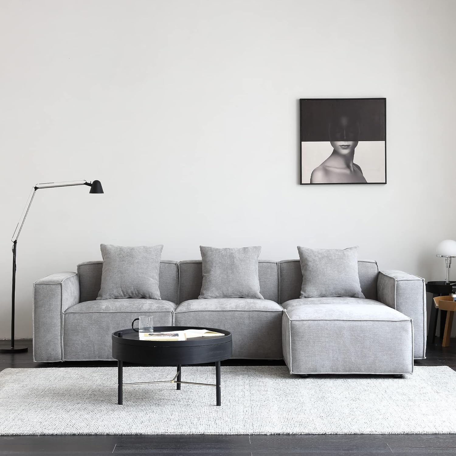 Grey Modular Sectional Sofa Set With Ottoman And Chaise ShipItFurniture