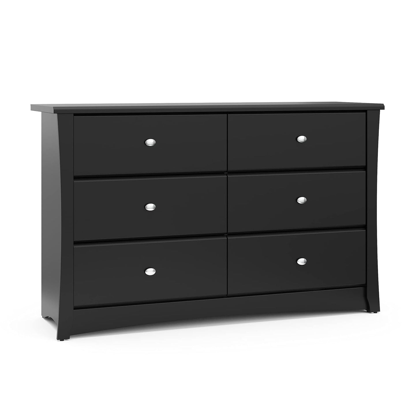 Crescent 6 Drawer Double Dresser (Black) – GREENGUARD Gold Certified, Dresser for Nursery, 6 Drawer Dresser, Kids Dresser, Nursery Dresser Drawer Organizer, Chest of Drawers ShipItFurniture