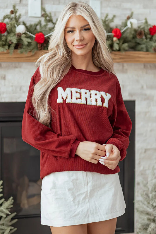 Yazara Graphic Corded Christmas Sweatshirt
