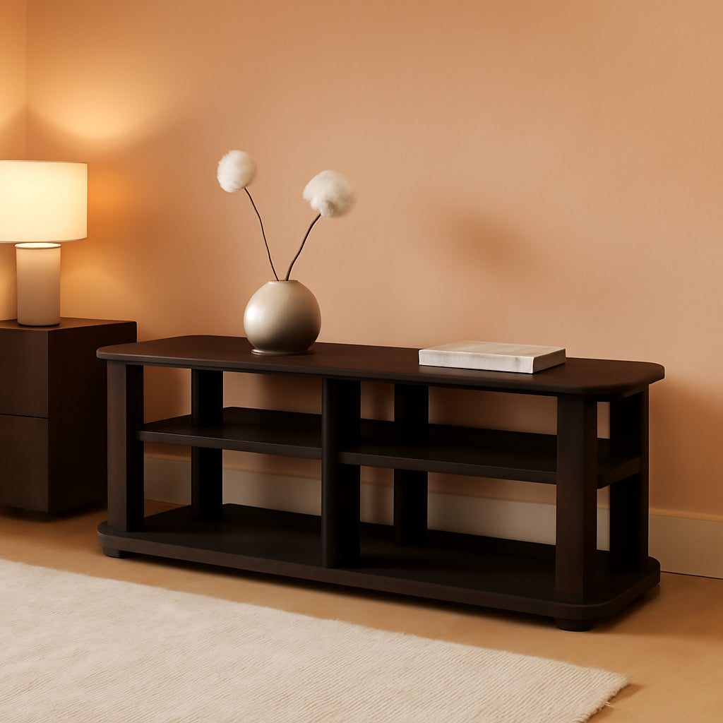 43.3 Inch Wide Dark Brown Entertainment Center TV Stand