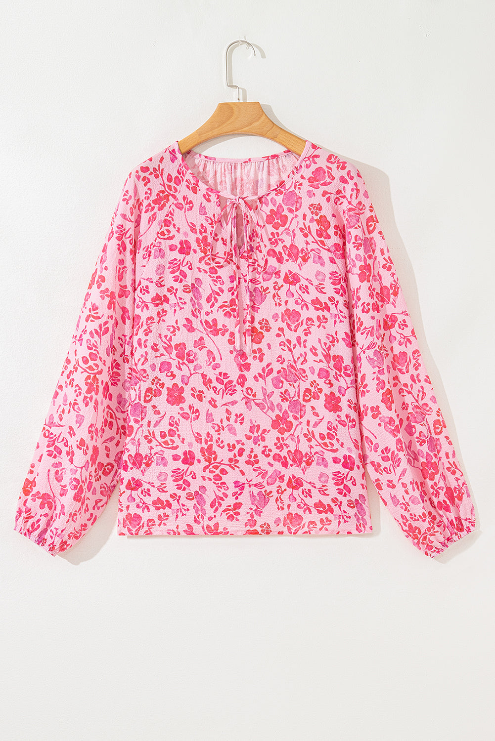 Adalyn Floral Puff Sleeve Lightweight Blouse Threaded Pear