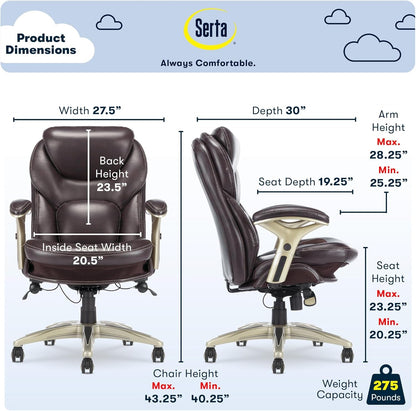 Claremont Ergonomic Office Chair Lumbar Support Chestnut