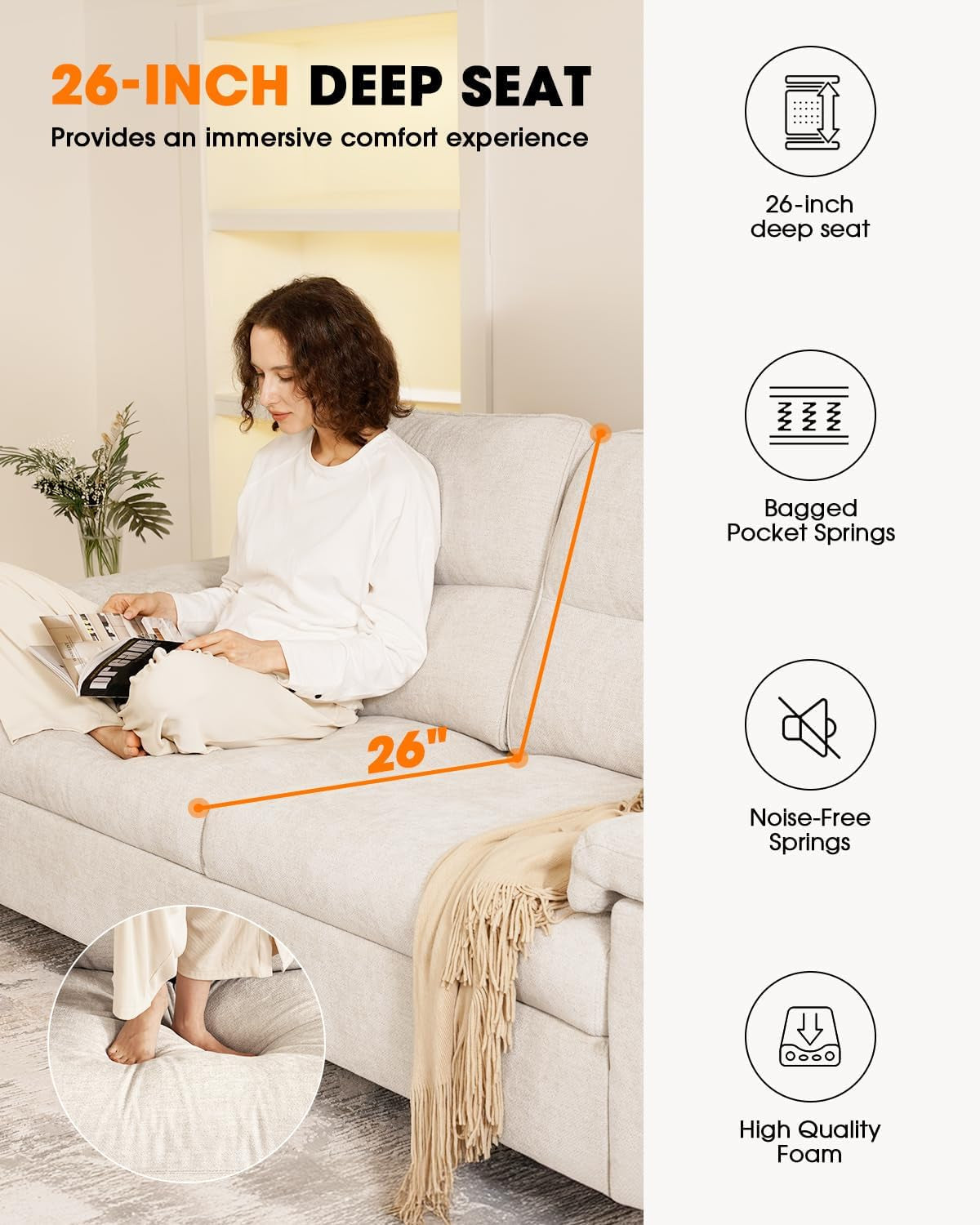 Beige Loveseat With Removable Cover For Living Room ShipItFurniture