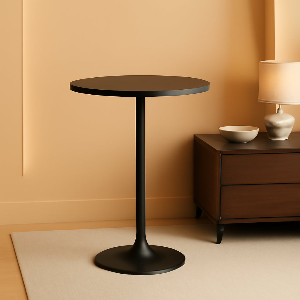Black Circular Bar Table Water proof Coated Metal Base ShipItFurniture