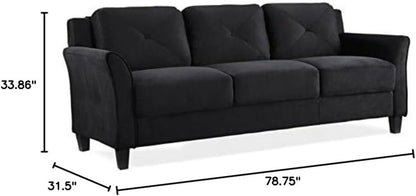 2 Piece Living Room Sofa And Loveseat Set In Black Microfiber Upholstery With 67.3 Inch Total Seat Width ShipItFurniture