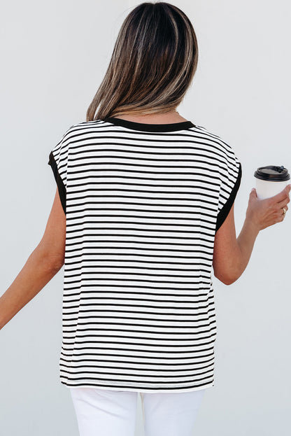 Marie Stripe Chest Pocket Tank Top