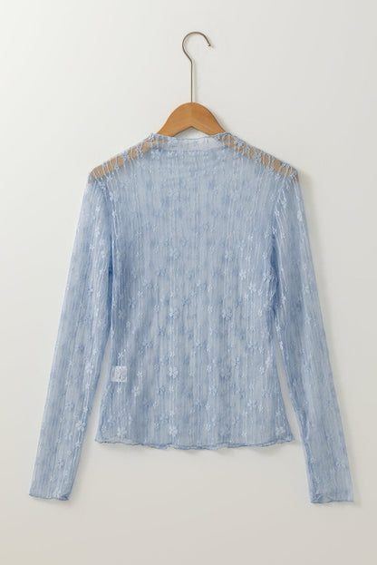 Adalynn Sheer Floral Lace Long Sleeve Top