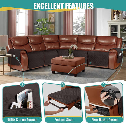 Extra Large Waterproof Recliner Sectional Cover Chocolate ShipItFurniture