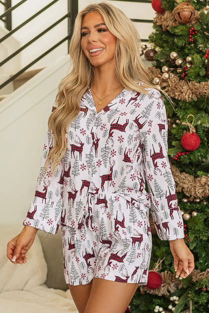 Abigail Christmas Deer Printed Shirt
