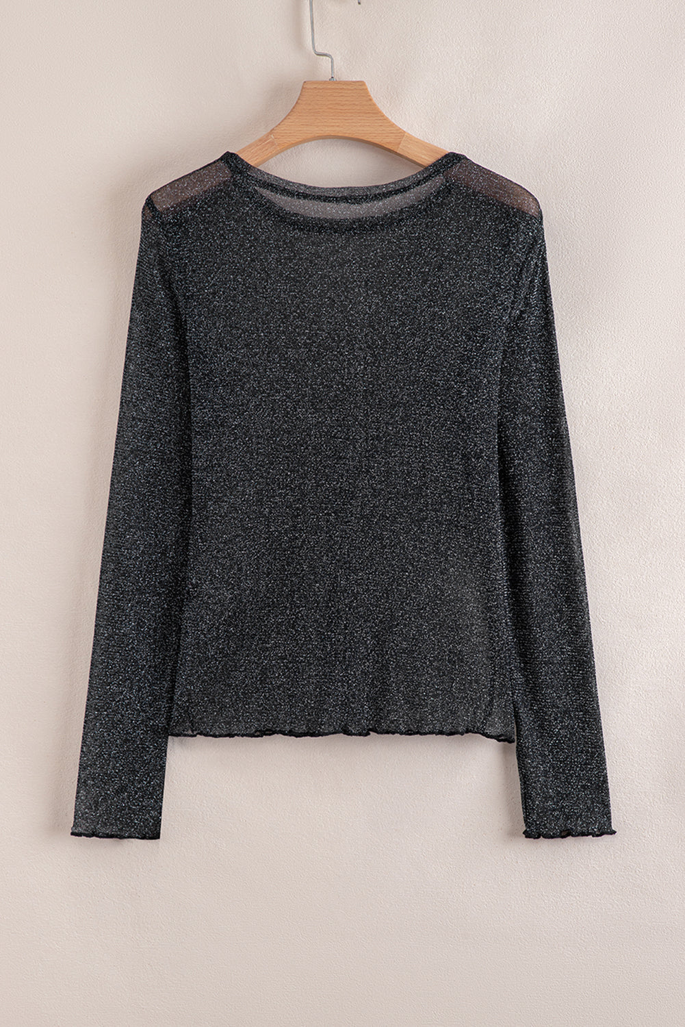 Serenity Metallic Glitter Mesh Long Sleeve Top Threaded Pear