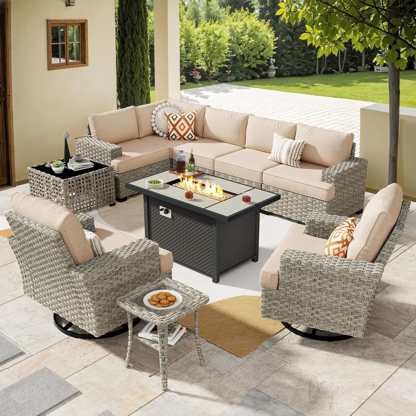 Outdoor Sectional Patio Furniture Set with Fire Pit ShipItFurniture