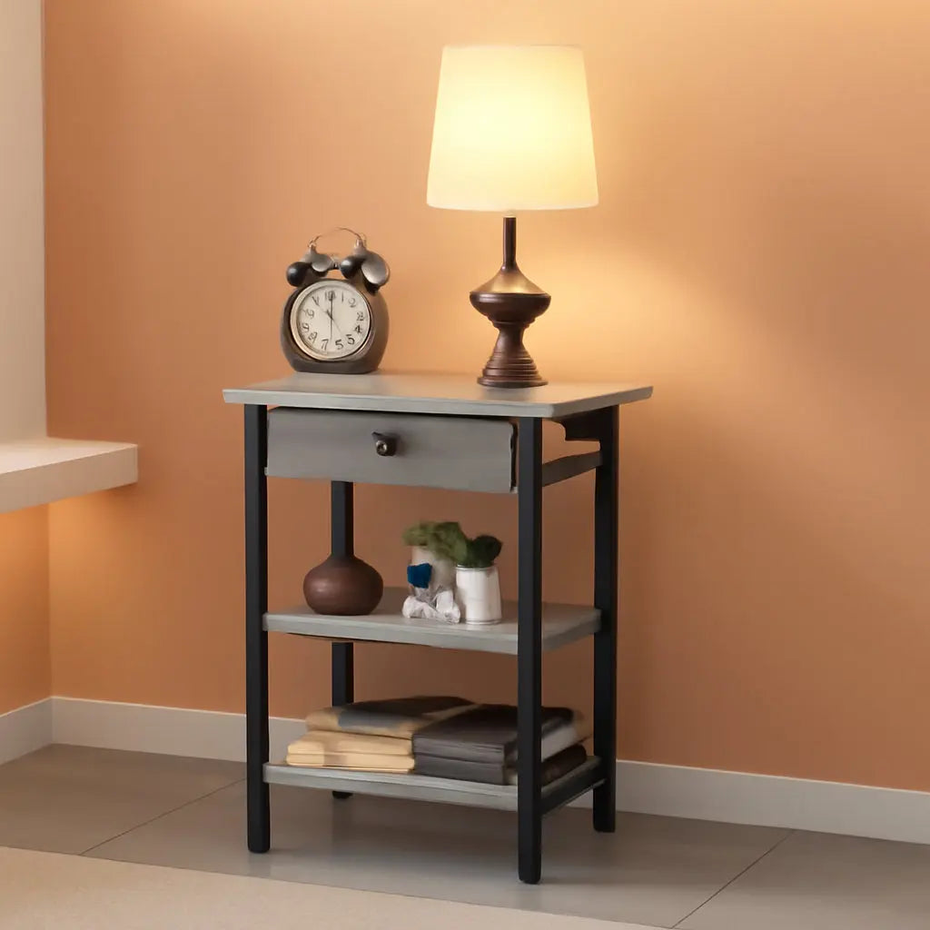 End Table With Vertical Charging Station And USB Outlets Greige-0
