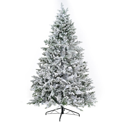 Premium 7FT Snow Flocked Hinged Artificial Christmas Tree with Fluffy Sangria Beech