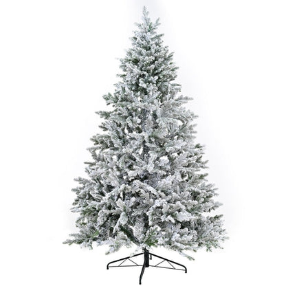 Premium 7FT Snow Flocked Hinged Artificial Christmas Tree with Fluffy Sangria Beech