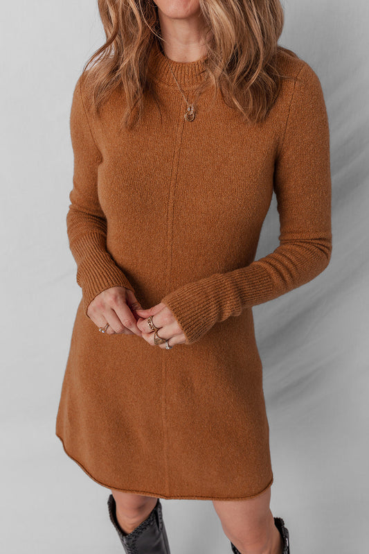Madeline Ribbed Mini Sweater Dress Threaded Pear