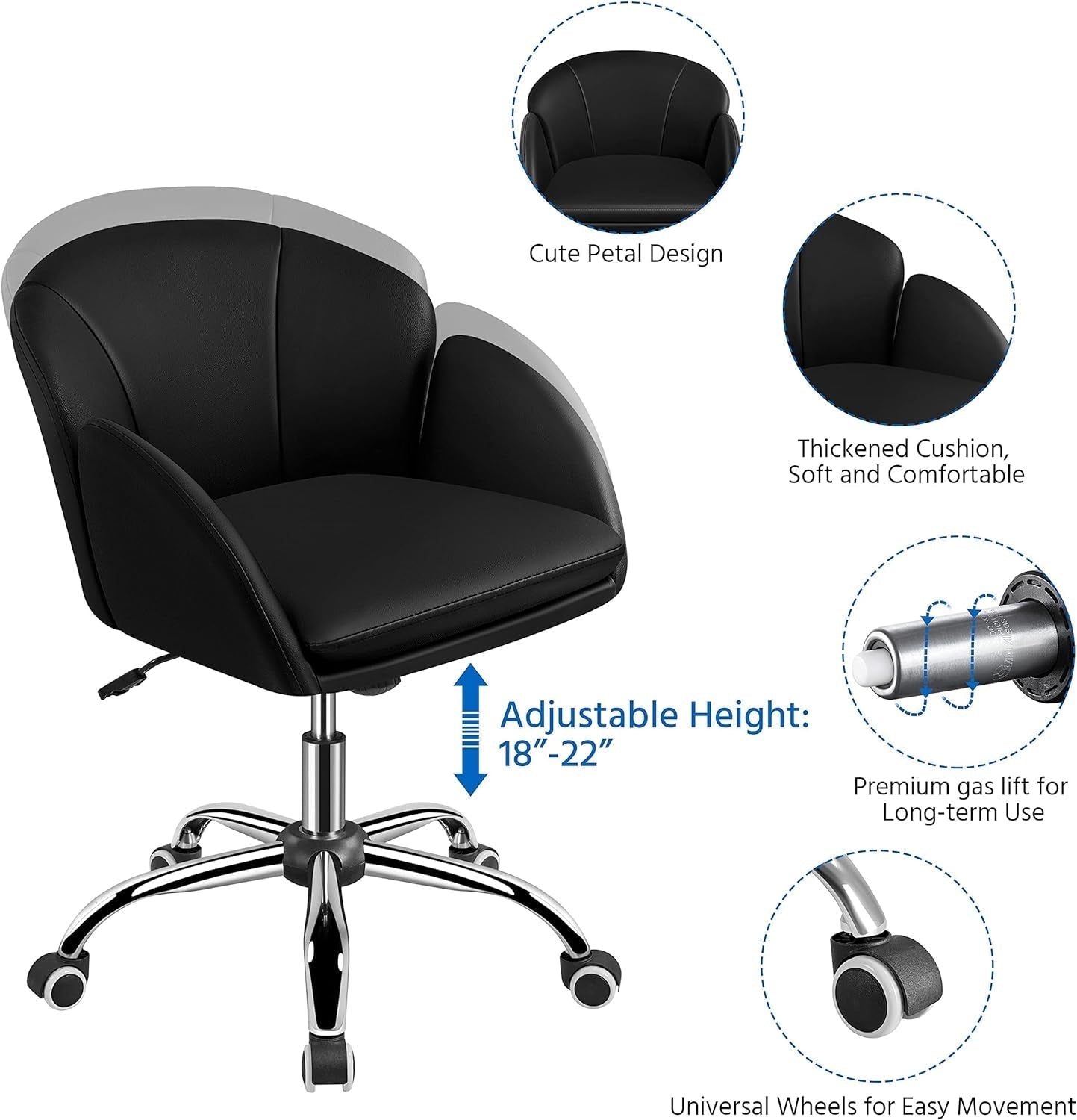 Black Velvet Upholstered Swivel Desk Chair For Office ShipItFurniture