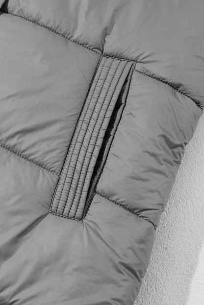 Black Hooded Long Quilted Vest PLUS Coat