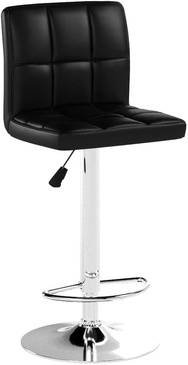 Bar Stools Modern Pu Leather Swivel Adjustable Hydraulic Bar Stool Square Counter Height Stool Set of 2 (Black) ShipItFurniture