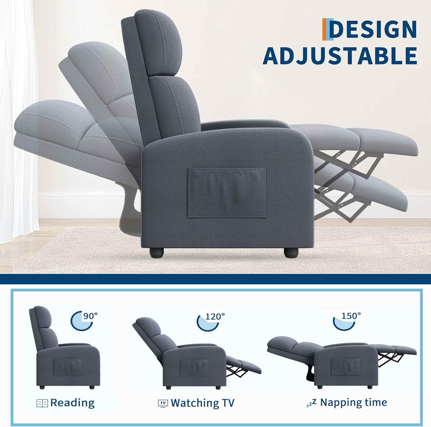 Ergonomic Adjustable Recliner Chair With Tall Back ShipItFurniture