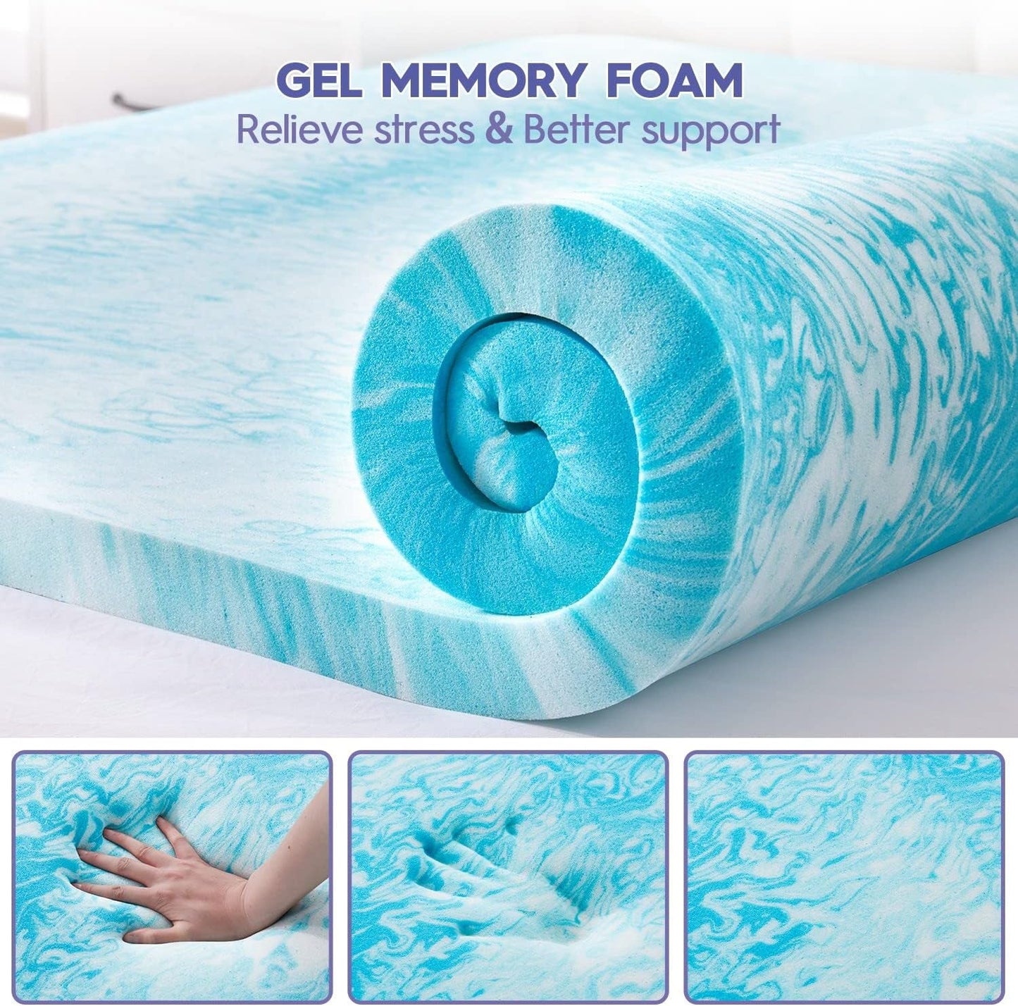 Queen Size Dual Layer Memory Foam Mattress Topper