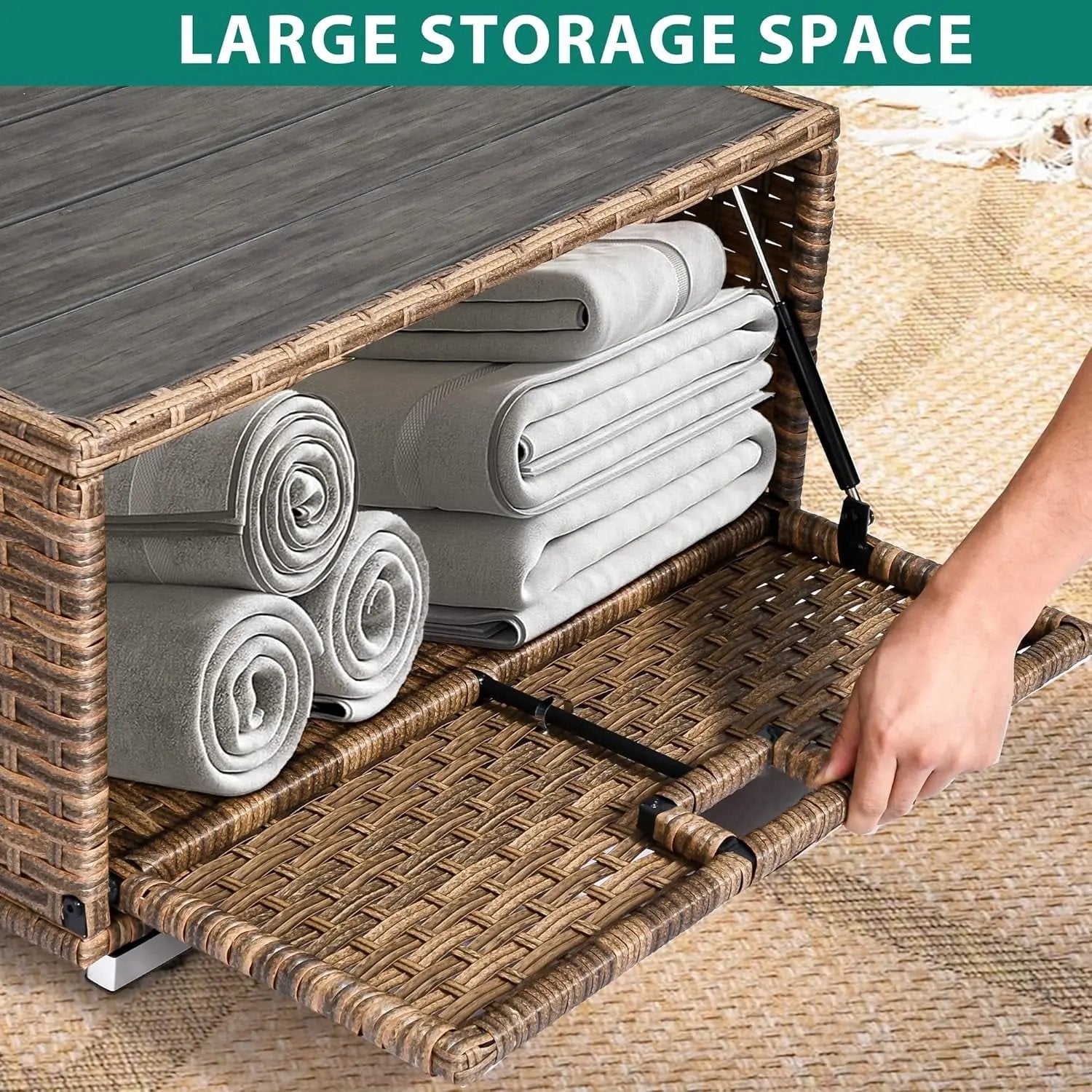 Outdoor Patio Wicker Daybed Set with Canopy Cushions-1