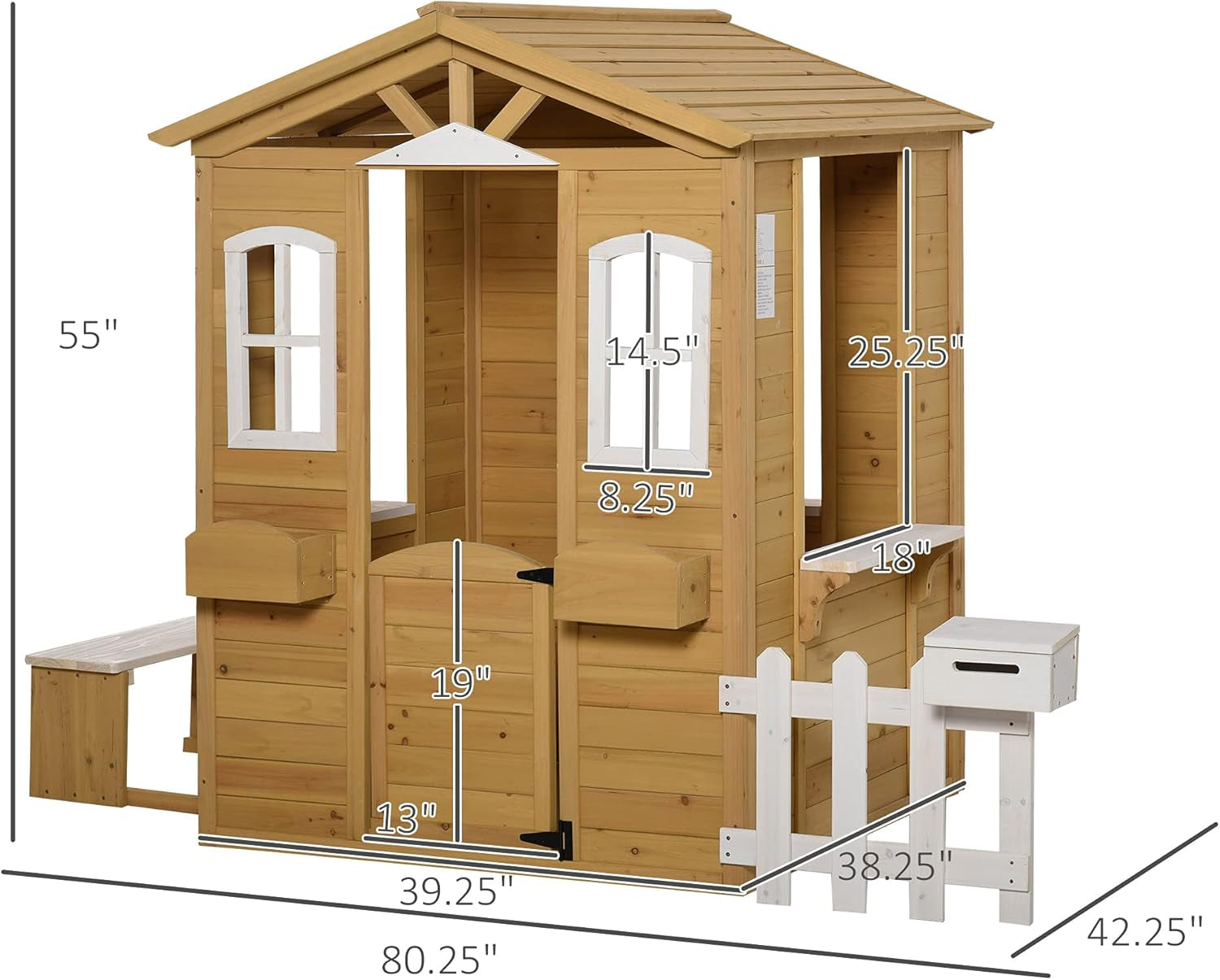 Kids Outdoor Wood Playhouse with Working Features ShipItFurniture