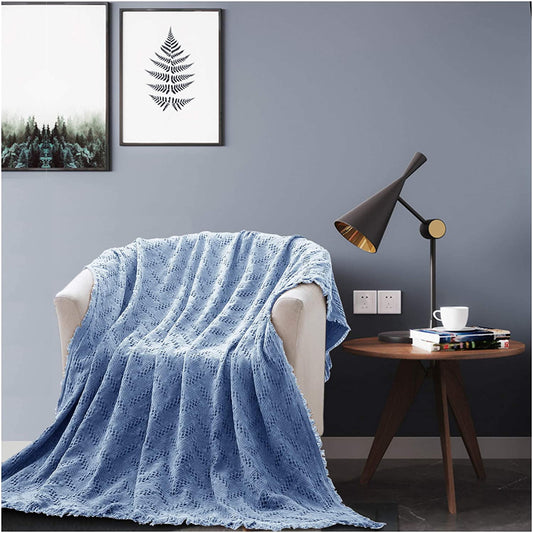 Kasentex 100% Cotton Soft Knitted Throw Blanket, Room Decor, Graduation Gifts, Fathers Day Gift, Mom Gift Kasentex
