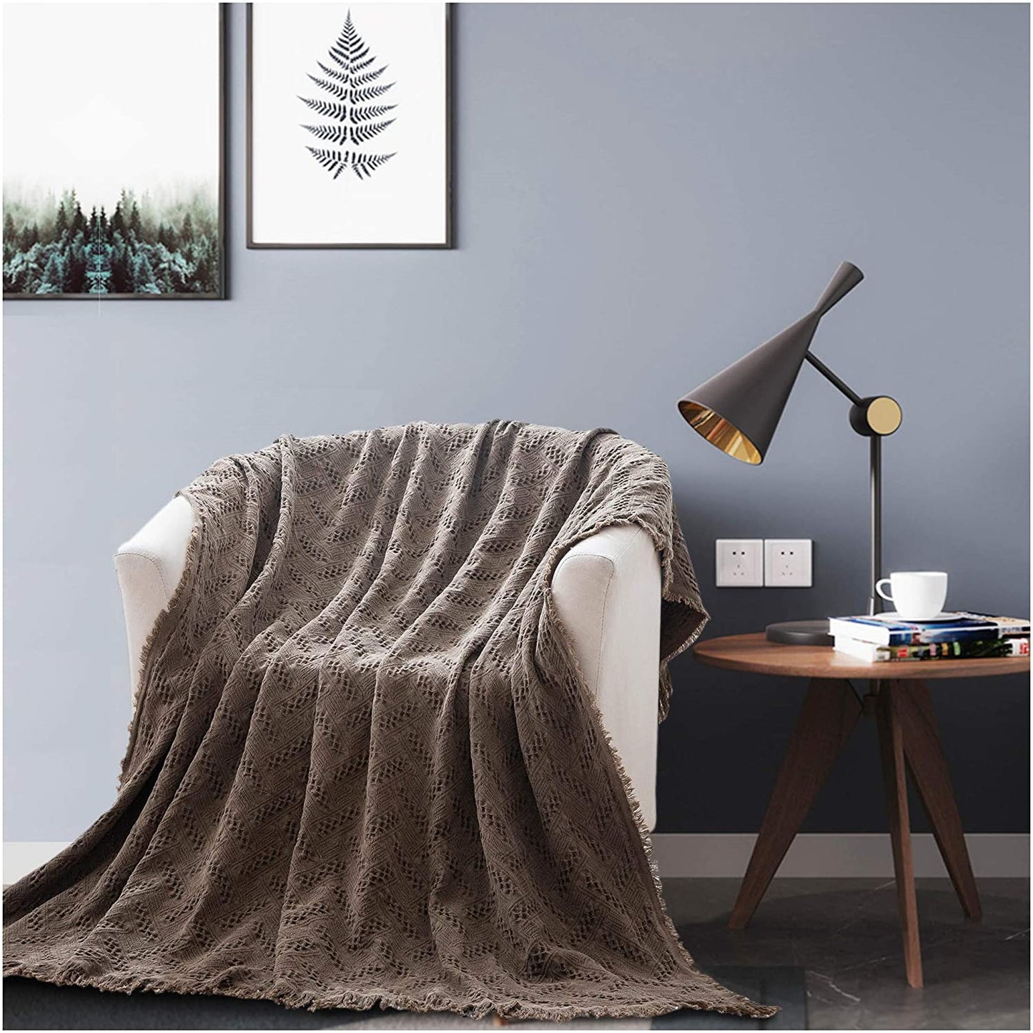 Kasentex 100% Cotton Soft Knitted Throw Blanket, Room Decor, Graduation Gifts, Fathers Day Gift, Mom Gift Kasentex