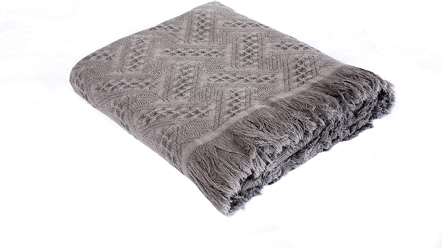 Kasentex 100% Cotton Soft Knitted Throw Blanket, Room Decor, Graduation Gifts, Fathers Day Gift, Mom Gift Kasentex