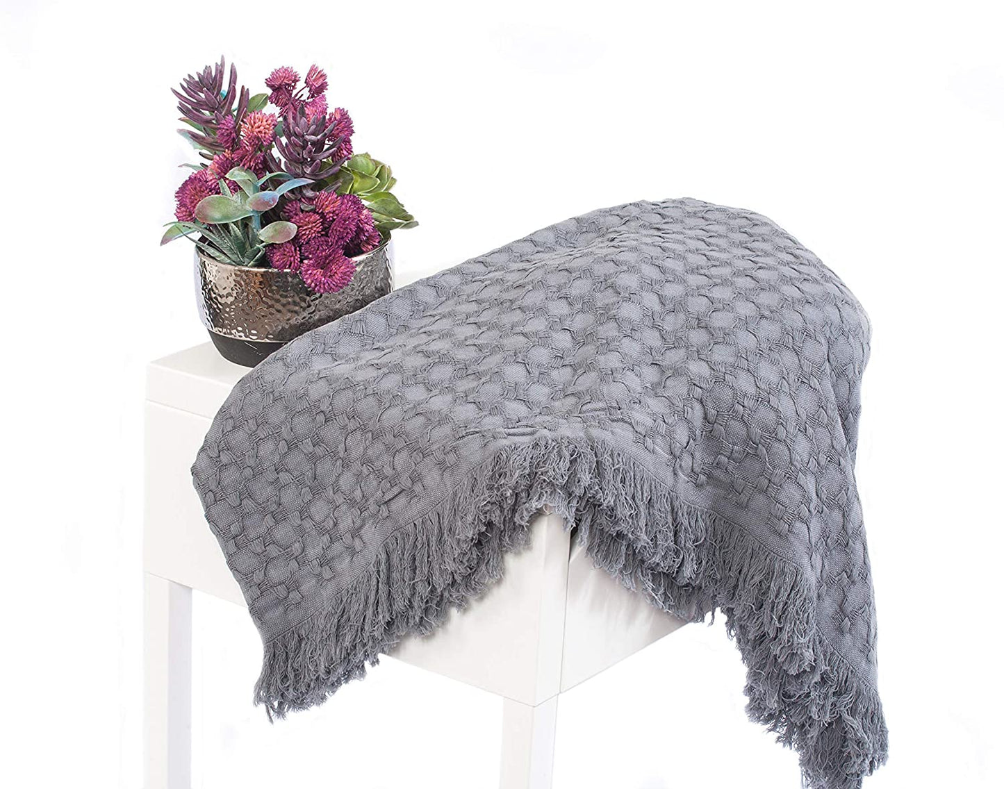 Kasentex 100% Cotton Soft Knitted Throw Blanket, Room Decor, Graduation Gifts, Fathers Day Gift, Mom Gift Kasentex