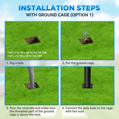 1800W Solar Street Light with 20ft /16ft Pole Langy Solar Lights