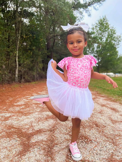 Pink leopard bow back leotard - Get it from Bo
