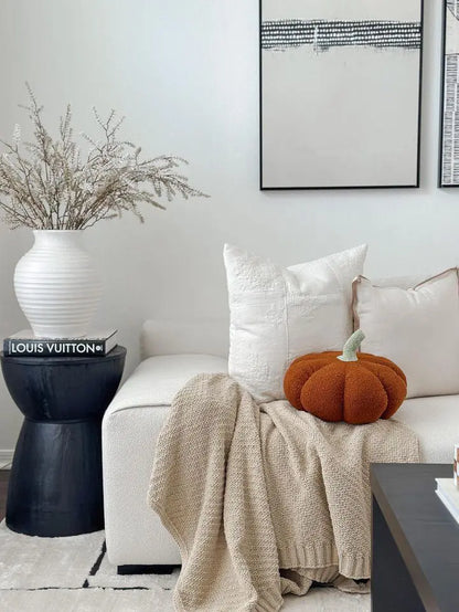 Jumbo Sherpa Orange Pumpkin Pillow Busa Designs