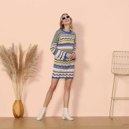 Vibrant Holiday Knit Sweater Dress Anna-Kaci Wholesale