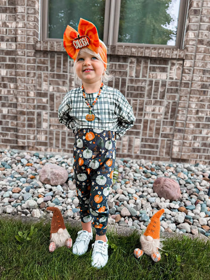 Fall pumpkins honey/ Ollie romper - with snaps - Get it from Bo