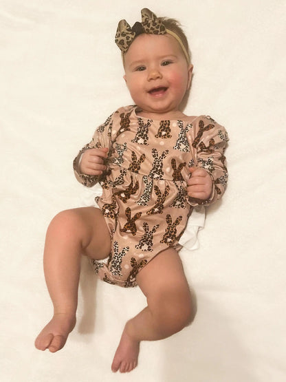 Leopard bunny ruffle romper - Get it from Bo