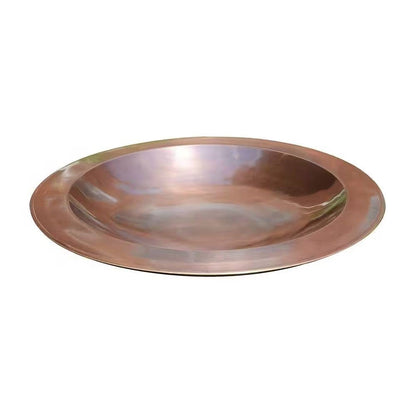 24-inch Diameter Round Copper Plated Brass Large Bird Bath Rimmed Bowl Birdbath FastFurnishings