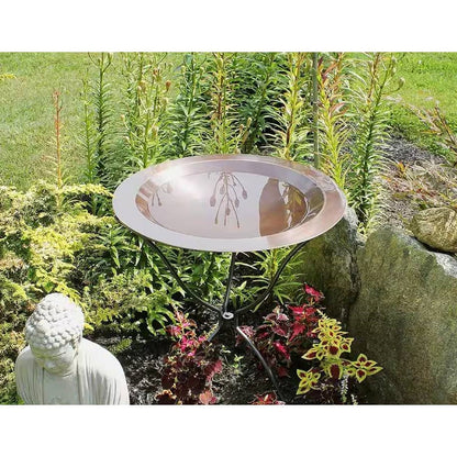 24-inch Diameter Round Copper Plated Brass Large Bird Bath Rimmed Bowl Birdbath FastFurnishings
