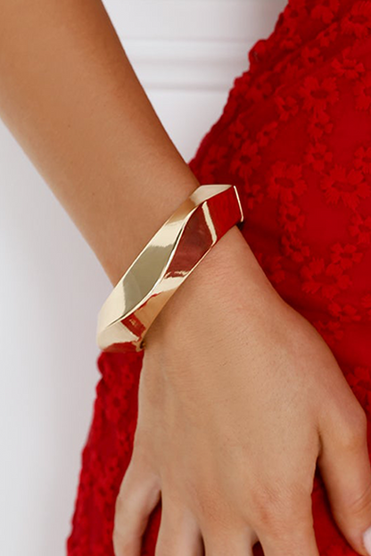 Gold Asymmetric Plated Alloy Bangle Bracelet