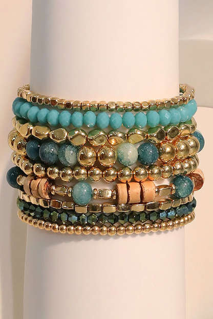 Boho Beaded Multi Layer Elastic Bracelet Set