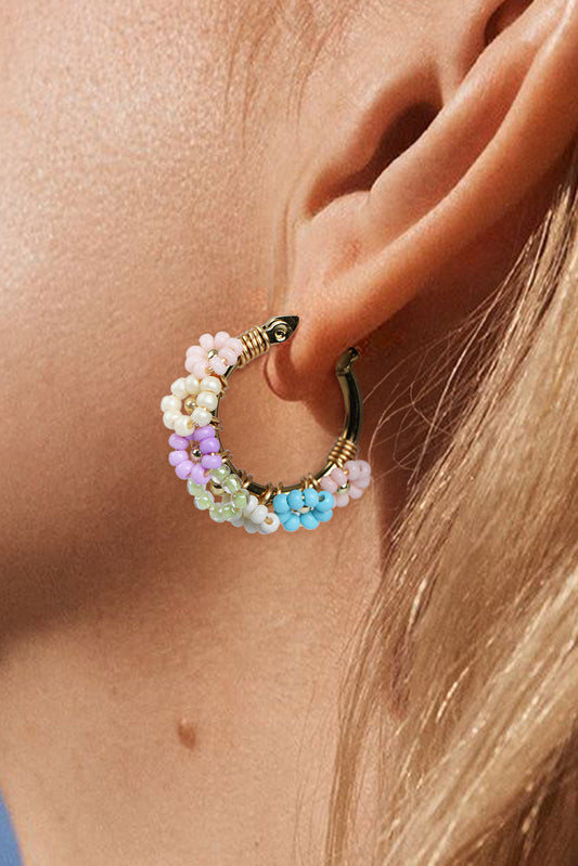 Gold Beaded Flower Hoop Earrings - Get it from Bo