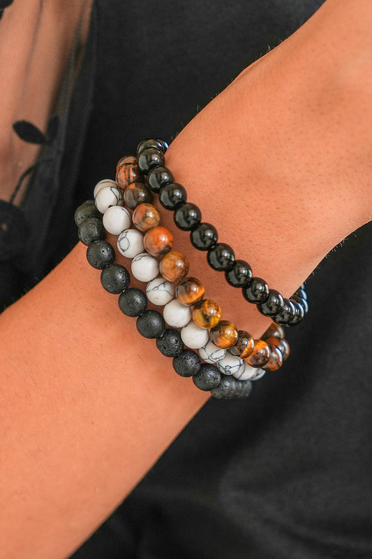 Black Retro Beaded Crystal 4pcs Bracelet Set - Get it from Bo