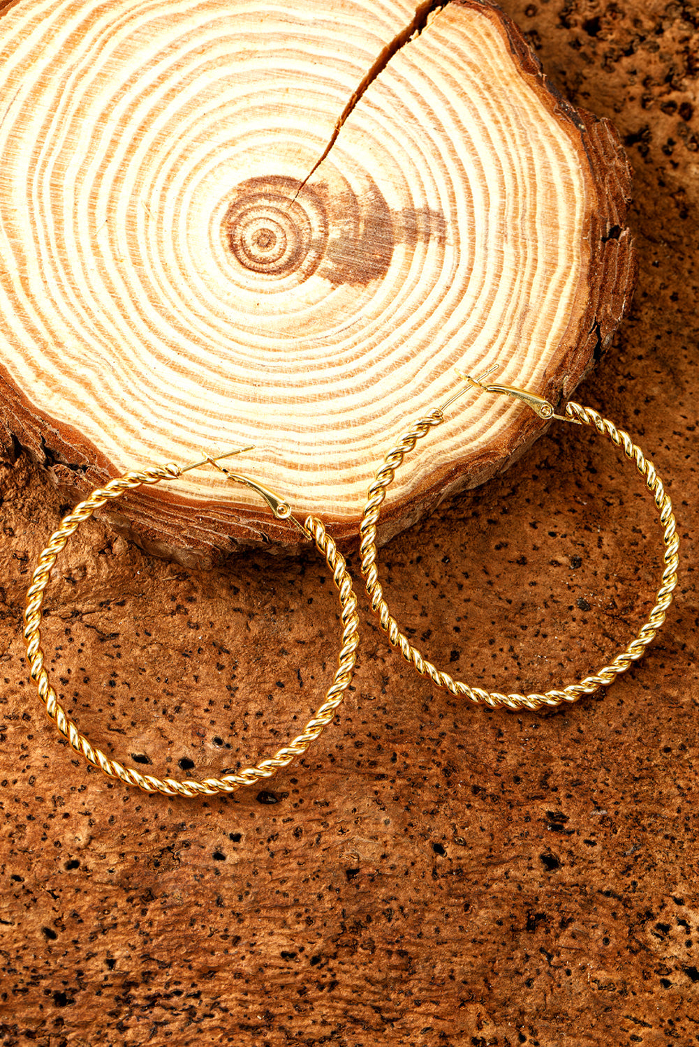 Gold Twisted Large Hoop Earrings