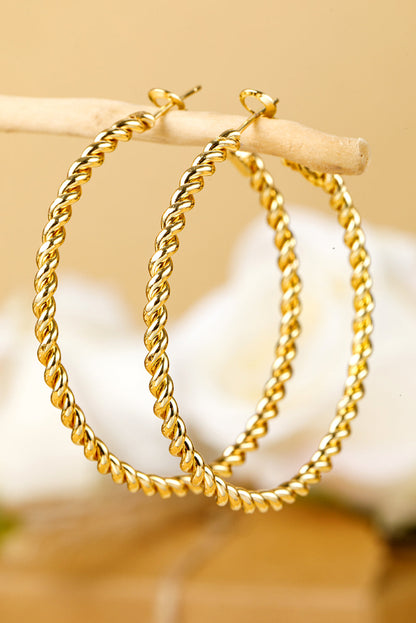 Gold Twisted Large Hoop Earrings