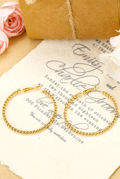 Gold Twisted Large Hoop Earrings