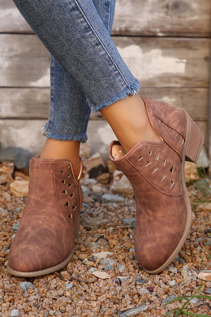 Quinn Cut Out Suede Ankle Boots